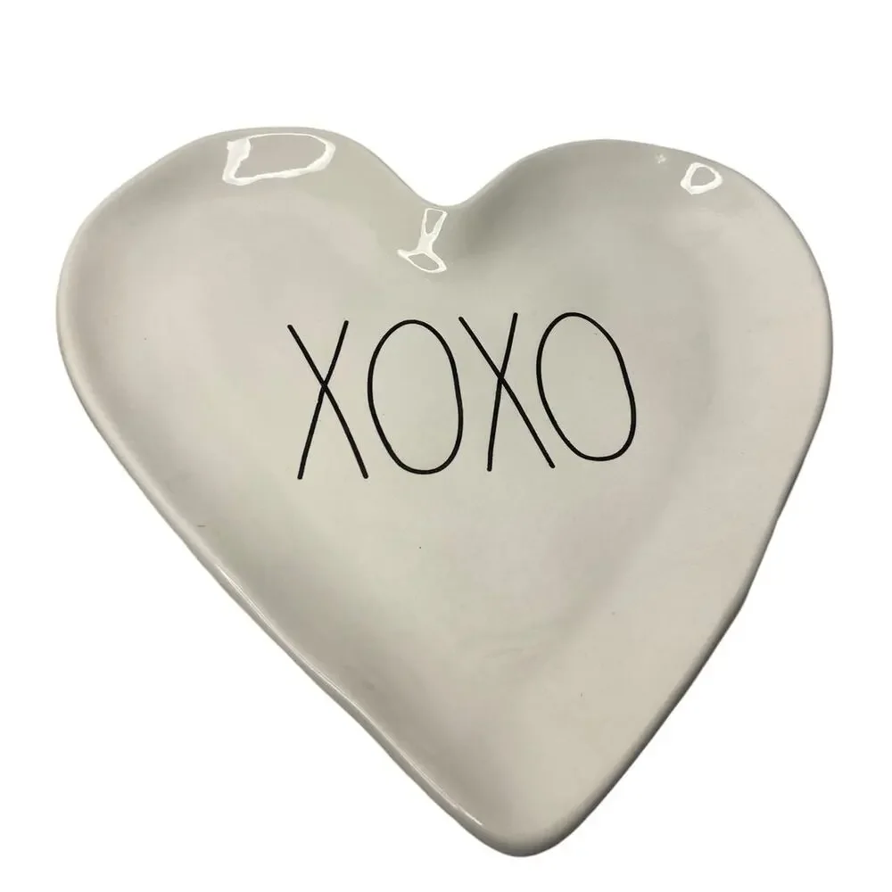 RAE DUNN HEARTH SHAPED SET OF 2 TRAYS, FOOD TRAY, JEWELRY TRAY.